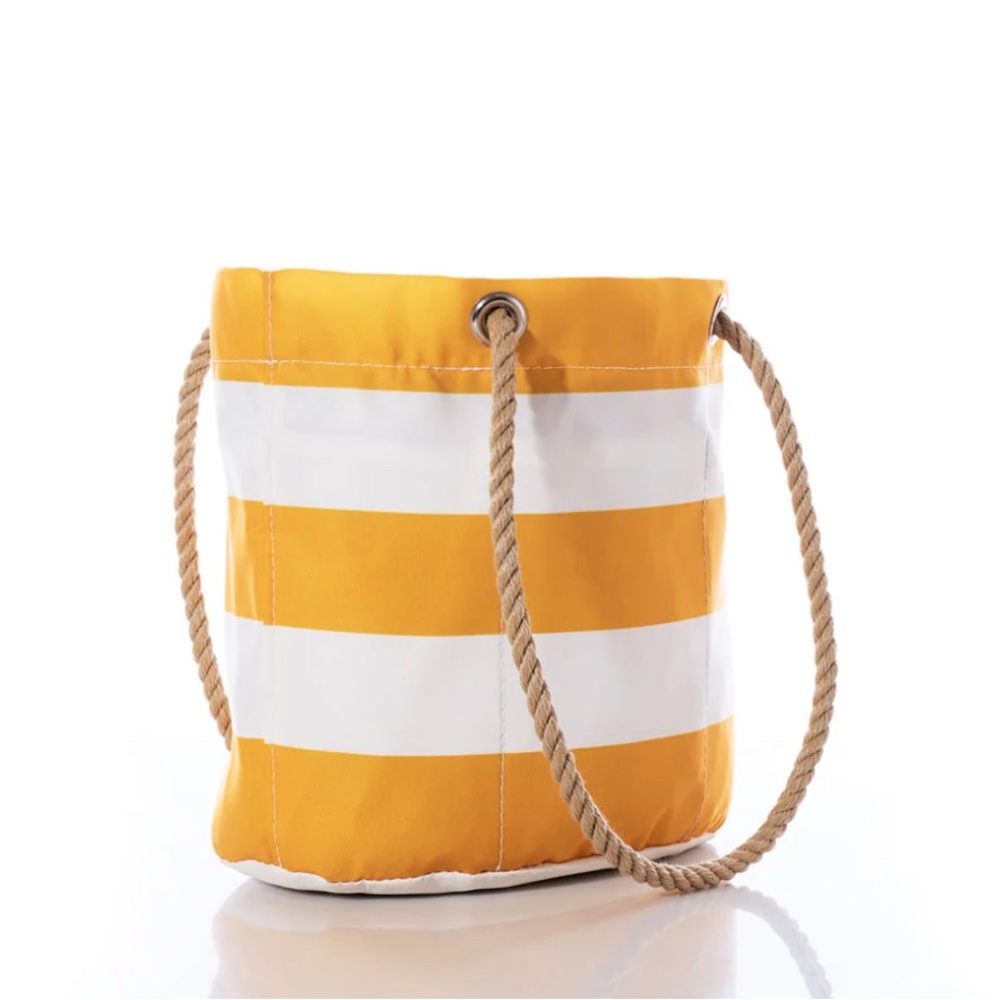Sea Bags made w/ recycled sails! Yellow & White Bucket Bag. Nautically Chic. - Picture 2 of 11